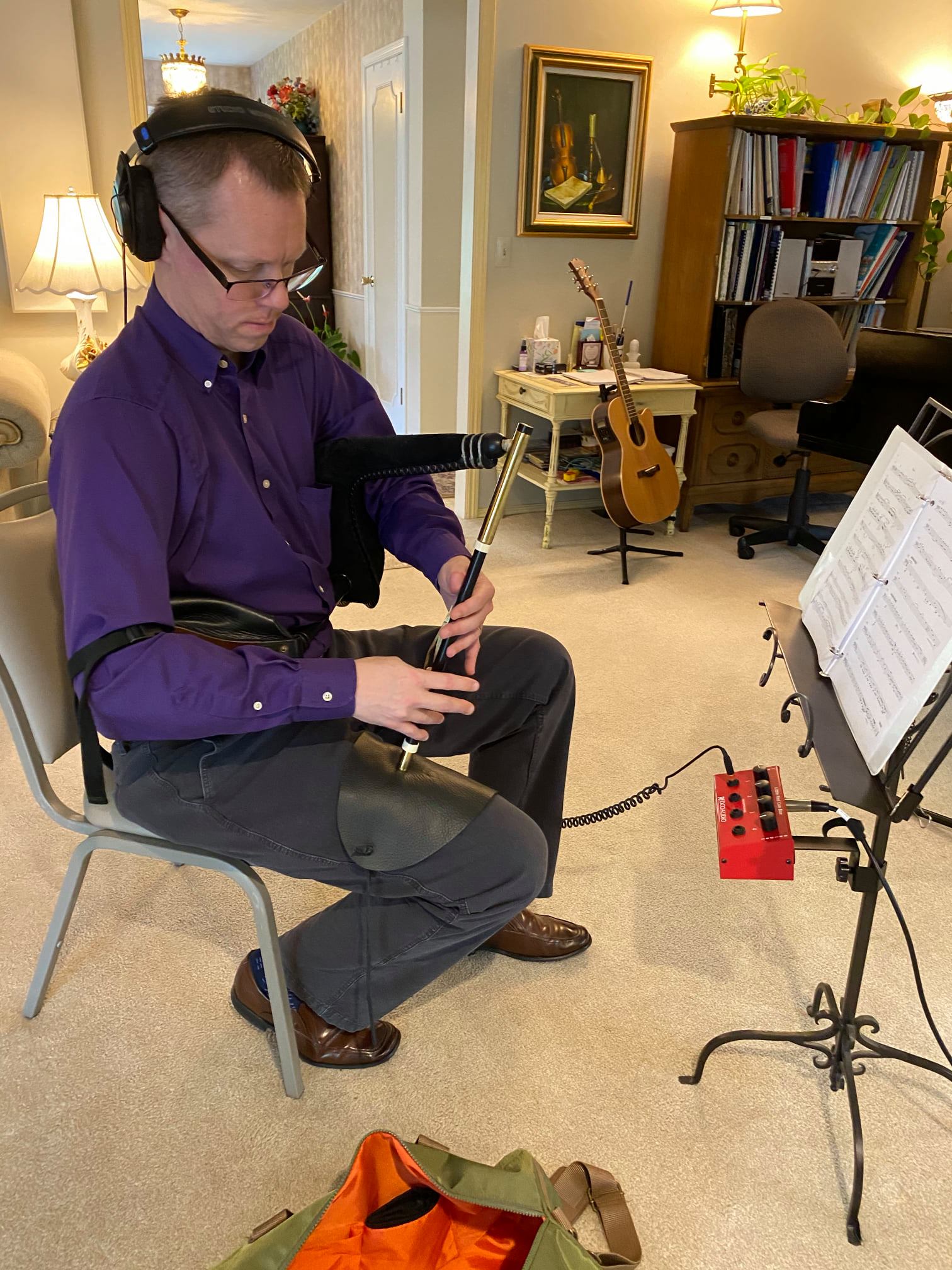 Uilleann pipes ready to record